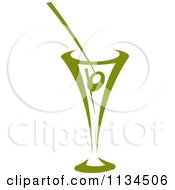 Clipart Of A Martini And Olive Royalty Free Vector Illustration