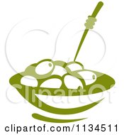 Clipart Of A Bowl Of Green Olives Royalty Free Vector Illustration
