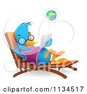 Poster, Art Print Of Bluebird Using A Tablet On A Chaise Lounge