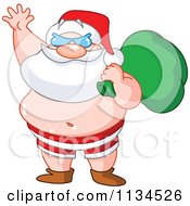 Poster, Art Print Of Santa Waving In His Beach Shorts And Sunglasses