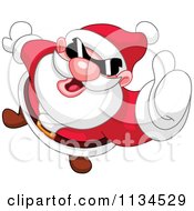 Cartoon Of Santa Wearing Shades And Holding A Thumb Up Royalty Free Vector Clipart