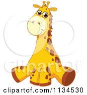 Cartoon Of A Cute Giraffe Sitting Royalty Free Vector Clipart