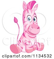 Cartoon Of A Cute Pink Zebra Sitting Royalty Free Vector Clipart by yayayoyo