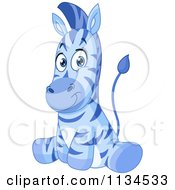 Poster, Art Print Of Cute Blue Zebra Sitting