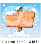 Cartoon Of Snow Falling Around A Wooden Sign Royalty Free Vector Clipart by yayayoyo
