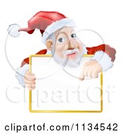 Poster, Art Print Of Santa Pointing Down To A Sign Over His Torso