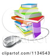 Poster, Art Print Of Computer Mouse Wired To A Colorful Stack Of Books