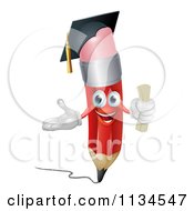 Cartoon Of A Graduate Pencil Holding A Diploma Royalty Free Vector Clipart