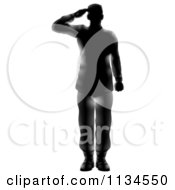 Clipart Of A Silhouetted Saluting American Military Soldier With Light Flares Royalty Free Vector Illustration