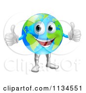 Poster, Art Print Of Globe Mascot Holding Two Thumbs Up