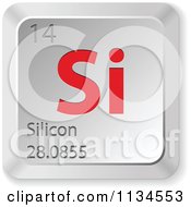 Poster, Art Print Of 3d Red And Silver Silicon Element Keyboard Button
