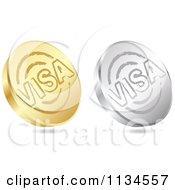 Poster, Art Print Of 3d Gold And Silver Visa Coin Icons