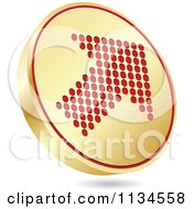 Clipart Of A Gold Icon With A Red Arrow Royalty Free Vector Illustration