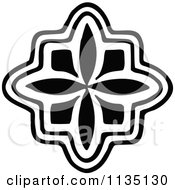 Clipart Of A Retro Vintage Black And White Snowflake Design 1 Royalty Free Vector Illustration