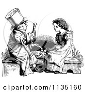 Poster, Art Print Of Retro Vintage Black And White Boy Playing Doctor With A Girls Doll