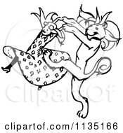 Poster, Art Print Of Retro Vintage Black And White Dancing Girl And Lion