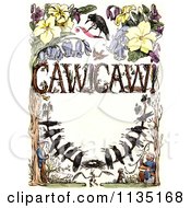 Clipart Of A Vintage Caw Caw Frame Of Crows And People Royalty Free Illustration
