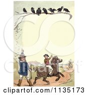 Poster, Art Print Of Vintage Frame Of Crows Over Hunters
