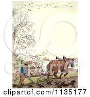 Poster, Art Print Of Vintage Frame Of A Man And Horses Ploughing