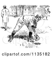 Poster, Art Print Of Retro Black And White Baseball Player Reaching