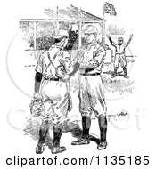 Poster, Art Print Of Retro Black And White Baseball Players Talking