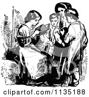 Poster, Art Print Of Retro Vintage Black And White Children Reading