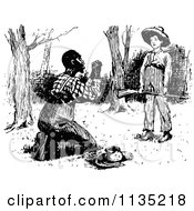 Clipart Of A Retro Vintage Black Man Begging At A Boys Feet Royalty Free Vector Illustration