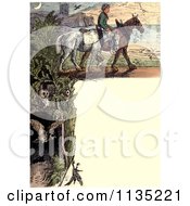 Poster, Art Print Of Vintage Frame Of Owls A Man And Horses