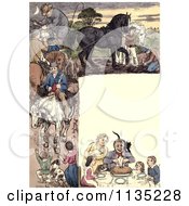 Poster, Art Print Of Vintage Frame Of Dining People And Horses