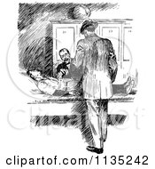 Clipart O Retro Vintage Black And White Doctors Tending To An Injured Man Royalty Free Vector Illustration