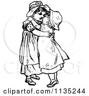 Poster, Art Print Of Retro Vintage Black And White Sisters Hugging