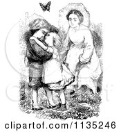 Poster, Art Print Of Retro Vintage Black And White Mother And Embracing Kids