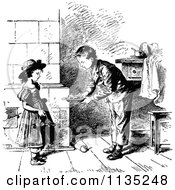 Poster, Art Print Of Retro Vintage Black And White Boy Sharing Food With His Sister