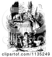 Poster, Art Print Of Retro Black And White Children Looking In A Barrel
