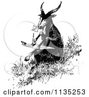 Poster, Art Print Of Retro Vintage Black And White Goat Writing A Letter
