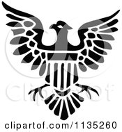 Poster, Art Print Of Retro Vintage Black And White Shield Eagle Icon