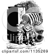 Clipart Of A Retro Vintage Black And White Girl Lecturing A Boy Royalty Free Vector Illustration