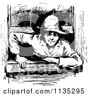 Poster, Art Print Of Retro Vintage Black And White Boy Climbing Through A Window 2