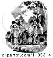 Clipart Of Retro Vintage Black And White Sad Children Royalty Free Vector Illustration