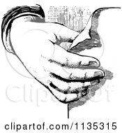 Poster, Art Print Of Retro Vintage Black And White Hand Holding Paper