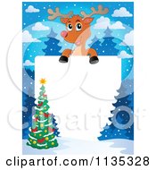 Poster, Art Print Of Christmas Tree And Reindeer Border