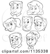 Poster, Art Print Of Outlined Happy Family Faces