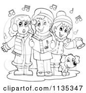 Outlined Children Singing Christmas Carols
