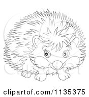 Cartoon Of A Cute Outlined Hedgehog Royalty Free Vector Clipart