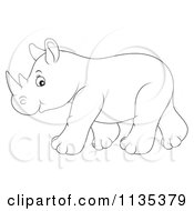 Poster, Art Print Of Cute Outlined Baby Rhino