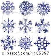 Poster, Art Print Of Dark Blue Snowflakes