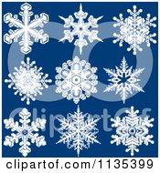 Poster, Art Print Of White Snowflakes On Blue