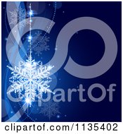 Poster, Art Print Of Blue Snowflake Winter And Wave Background 1