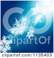 Poster, Art Print Of Blue Snowflake Winter And Wave Background 2