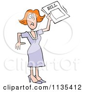 Stressed Woman Holding A Bill